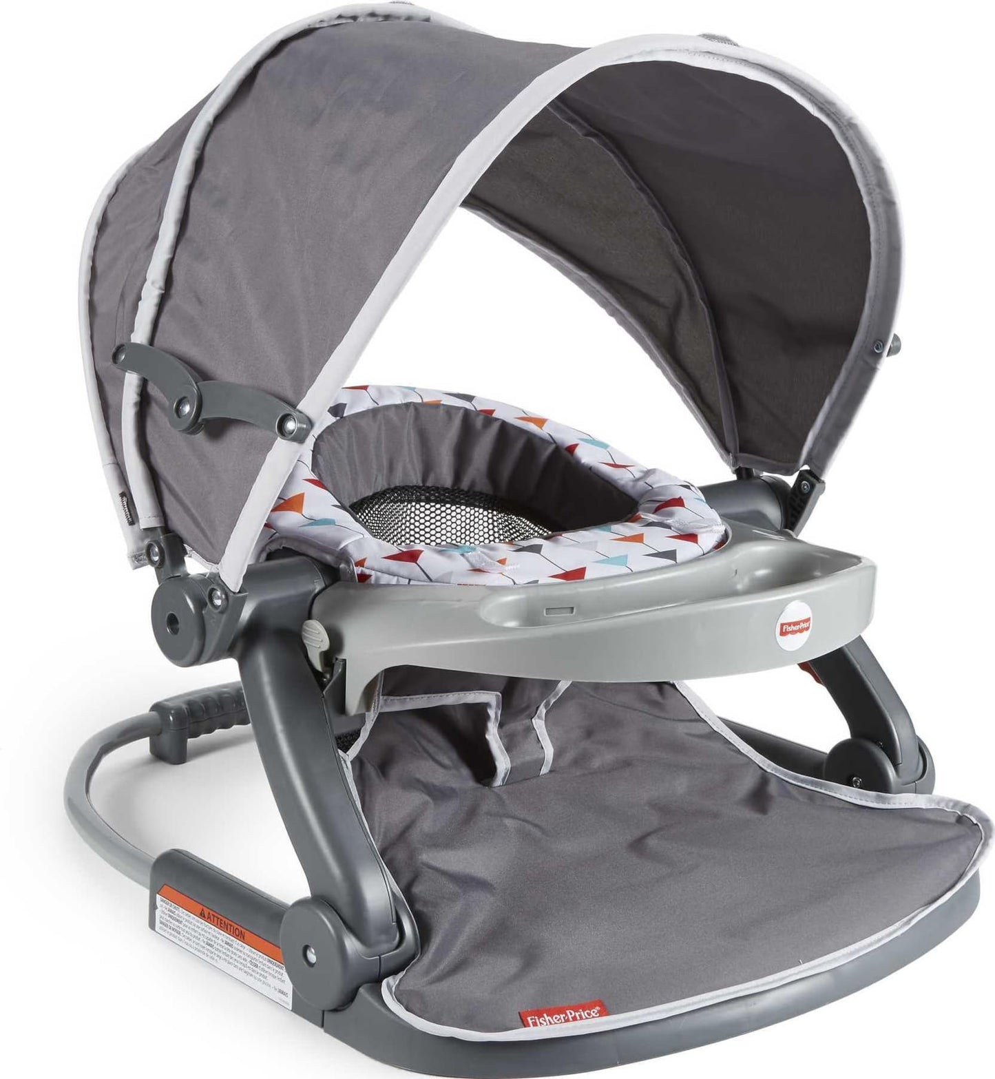 Fisher-Price Travel Baby Chair On-The-Go Sit-Me-Up Floor Seat With Snack Tray And Canopy For Outdoor Use, Arrows Away