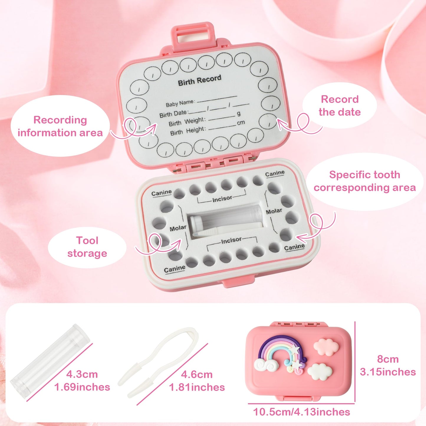 Iweener Baby Tooth Souvenir Box,Tooth Saver Tooth Container For,Lost Teeth,Teeth Storage Holder For Tooth,Fairytoothsaver,Preser