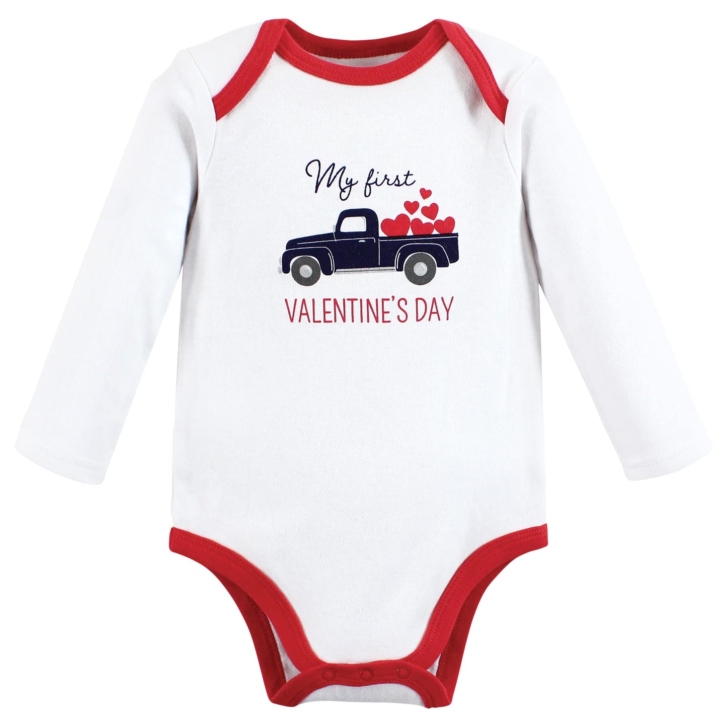 Hudson Baby Unisex Baby Cotton Long-Sleeve Bodysuits, Valentine Truck, 3-6 Months