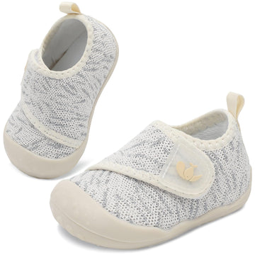 FEETCITY Baby Shoes Girls Boys Baby Sneakers First Walking Shoes Wide Infant Barefoot Shoe Lightweight Infant Sneakers Beige Gre