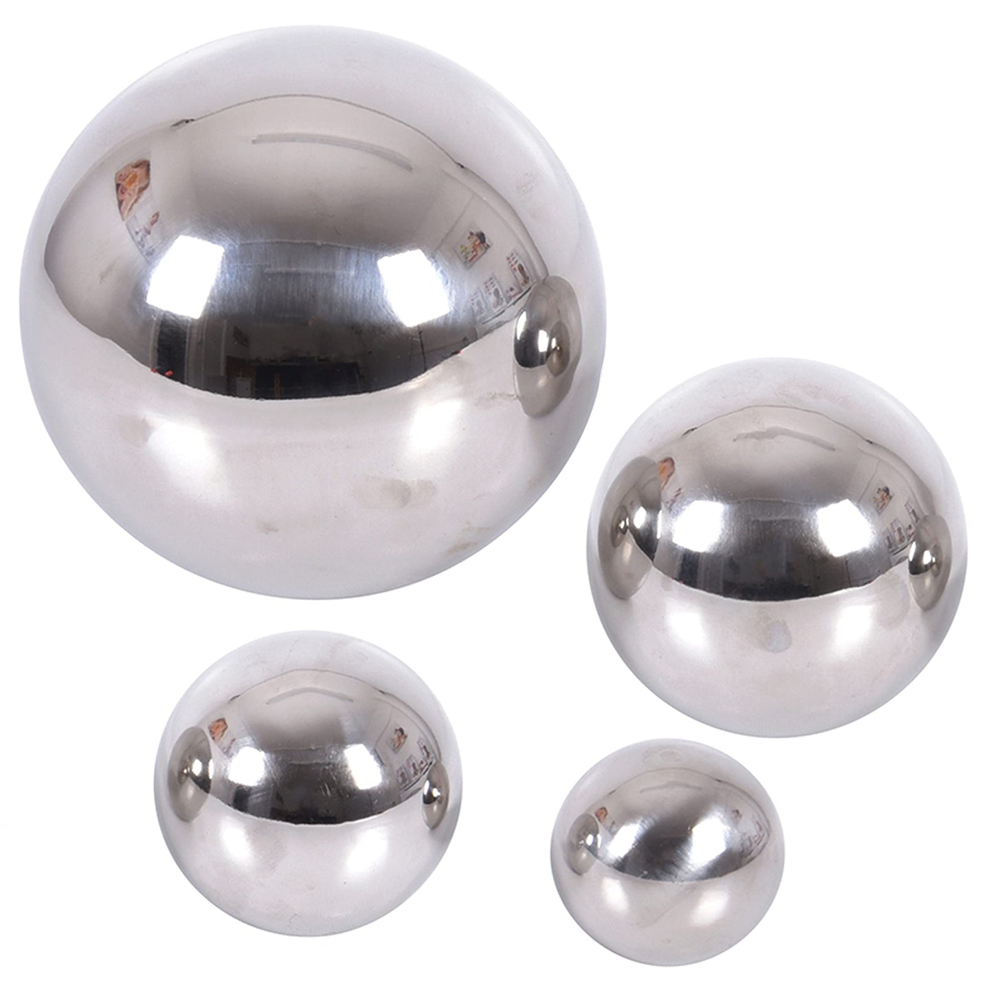 TickiT - 9322 Sensory Reflective Balls - Set of 4 - Mirrored Spheres for Babies and Toddlers - Stainless Steel Sensory Balls for