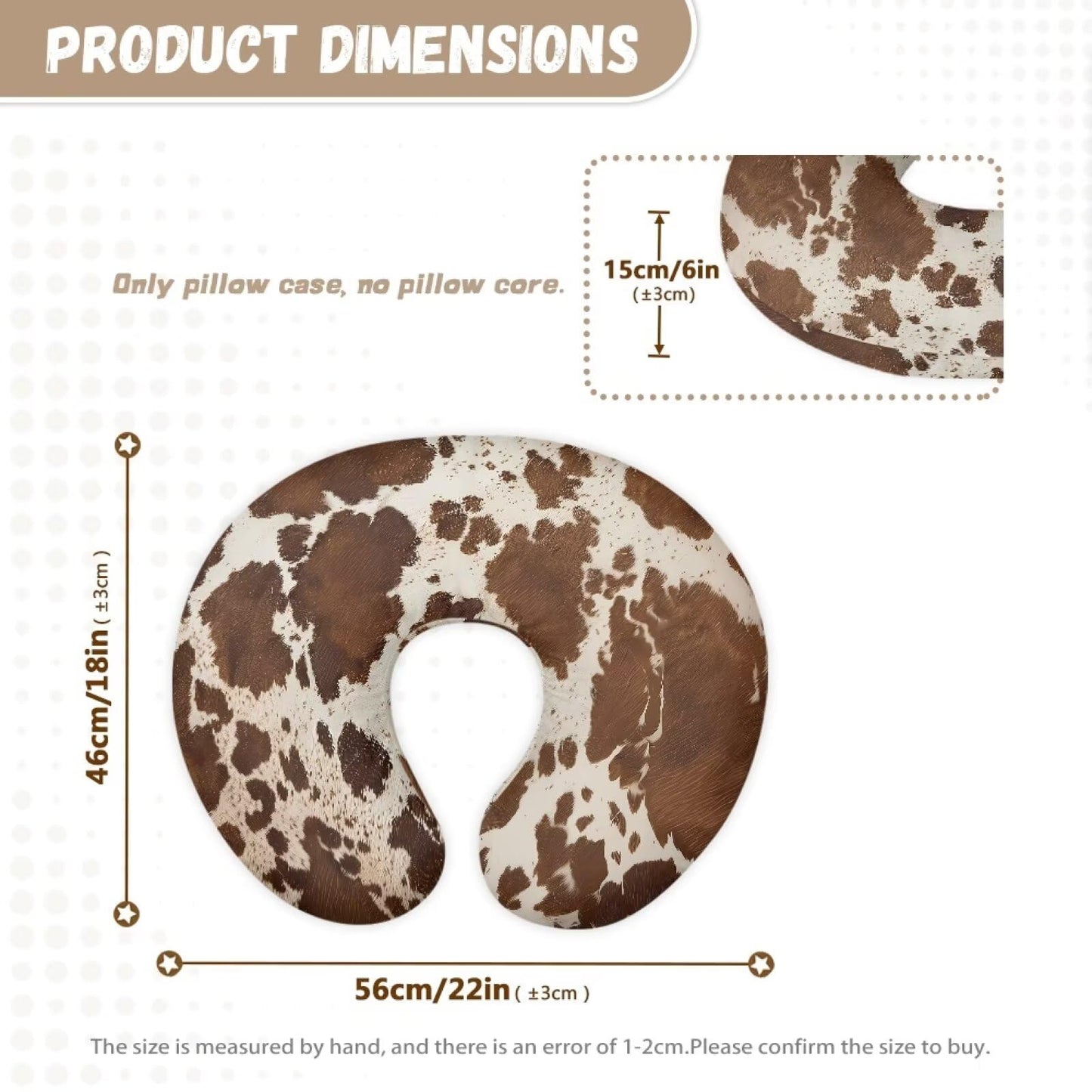 Tongluoye Brown Cow Hide Nursing Pillow Cover For Baby Girl Boy Stretchy Breastfeeding Pillow Slipcover With Hidden Zipper Nursi