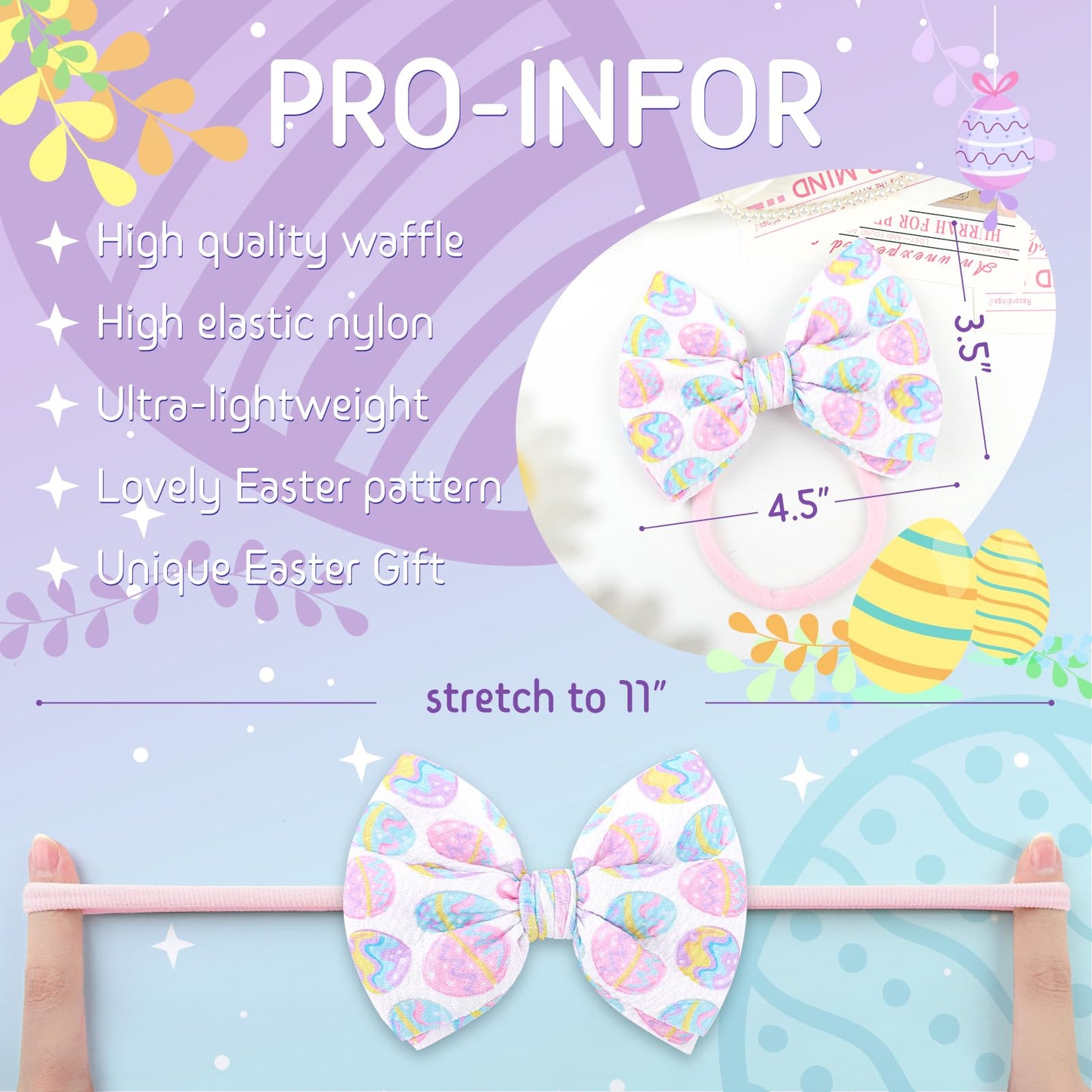 Lanmerry Easter Bows For Girls Bunny Baby Girl Headbands Easter Hair Bows Rabbit Eggs Bow Toddler Hair Accessories Infant Bows H