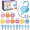 GEERAY Cause and Effect Toys for Toddlers 3+, Montessori Lock & Key Set with 10 Apple-Shaped Locks, Keys & 20 Cards - Learn Numb