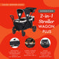Baby Trend Expedition 2-In-1 Collapsible Stroller Wagon Plus With Canopy, Storage Basket, 2 Storage Trays, And 6 Bottle Holders,