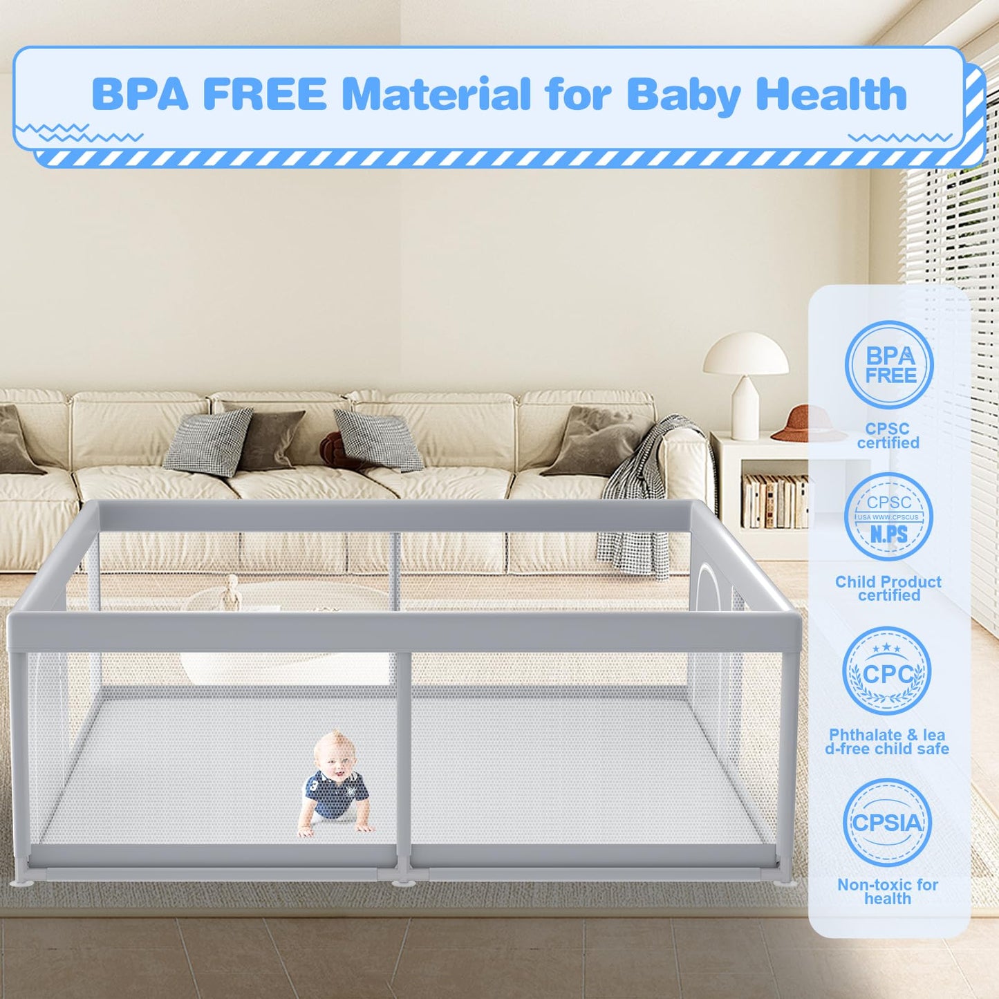 Xvishx Baby Playpen, 79 X 79 Inch Play Pen, Playpen For Babies And Toddlers, Baby Playard For Indoor & Outdoor Active Center Gam