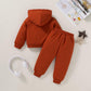 Happy Town Toddler Fall Outfits For Girl Boy Long Sleeve Hoodie Top And Long Sweatpants Set Toddler Sweatsuit (Solid Color-Brown