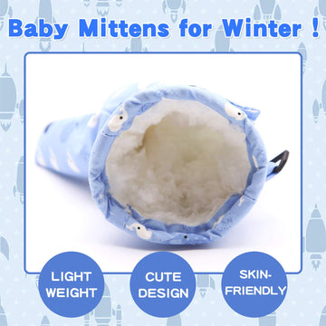 Bavst Toddler Waterproof Mittens Fleece Lined Baby Boys Girls Winter Warm Glove Kids Snow Infant Ski Mitten For 3M-5T (Little Wh