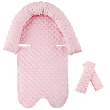 Car Seat Head Support Infant Baby Carseat Head Support & Strap Covers For Newborns Ultra Soft Minky Dotted Fabric Infant Car Sea
