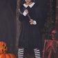 Besserbay Halloween Girl'S Long Sleeve Flare Velvet Midi Dress Black 11-12 Years