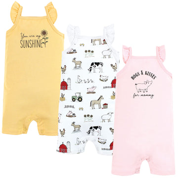 Hudson Baby Unisex Baby Cotton Rompers, Hogs And Kisses, 3-6 Months
