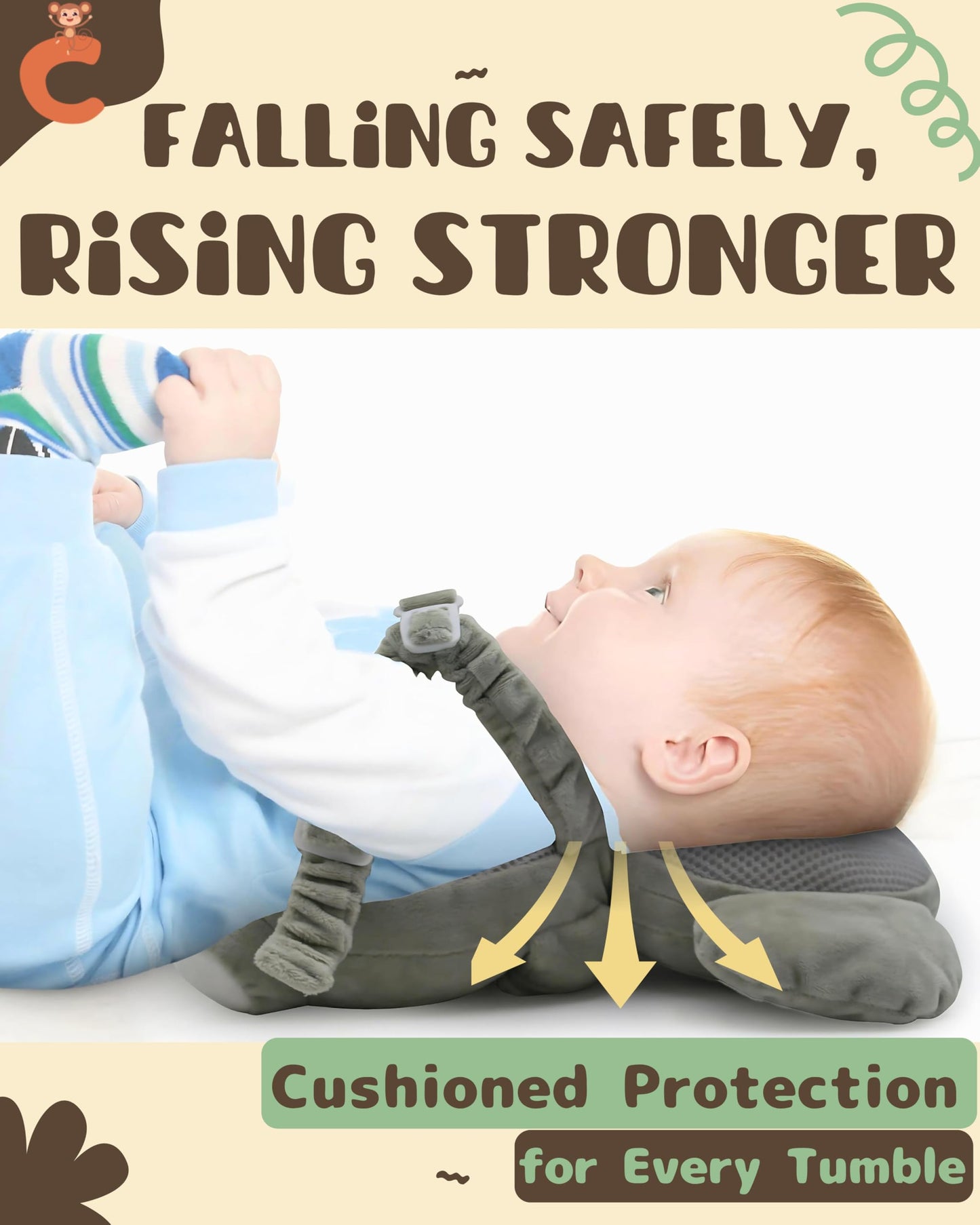 Baby Backpack Head Protection - Koala, Wide Size Cushion, Effective Baby Fall Back Head Protector Cushioning, Superior Head Prot