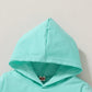 Happy Town Toddler Fall Outfits For Girl Boy Long Sleeve Hoodie Top And Long Sweatpants Set Toddler Sweatsuit (Solid Color-Cyan,