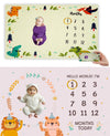 Hoolloomooloo Combo Pack of 2 Baby Monthly Milestone Blankets  Jungle Animal & Dinosaur Themes for Newborn Photography, Soft Fl