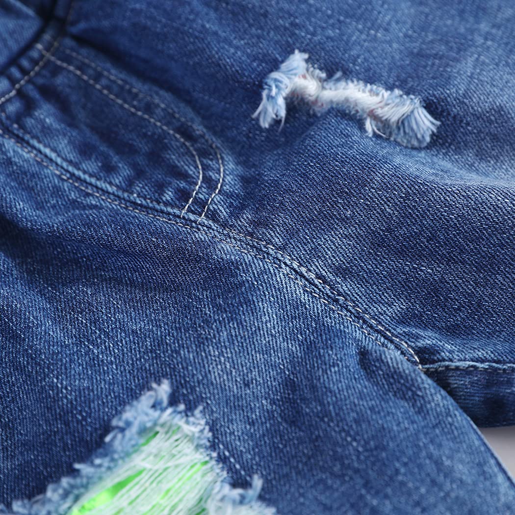 Kidscool Space Baby Ripped Jean,Toddler Elastic Distressed Waist Denim Pants,12-18 Months