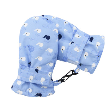 Lined Fleece Toddler Mittens Kids Winter Warm Gloves Child Ski Gloves Waterproof Snow Baby Mitten For Boys Girls Light Blue S