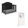 Graco Wilfred Crib and Mattress Nursery Essentials Pack (Black) - GREENGUARD Gold Certified Baby Crib & Crib Mattress, Cribs wit