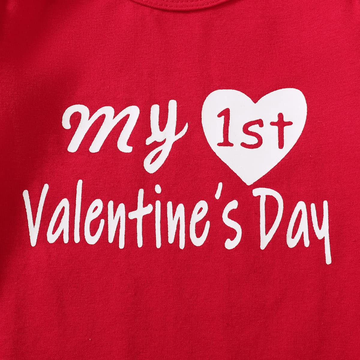 Shalofer Baby Girl Valentines Day Outfit Infant My First Valentine'S Day Flare Clothes Set(Red-Flare, 12-18 Months)