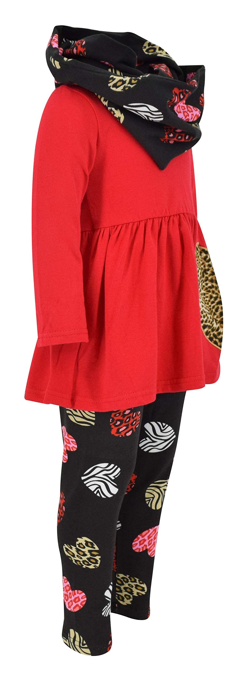 Unique Baby Girls Valentines Day Toddler Animal Print Hearts Legging Set Outfit (9 Years, Red)