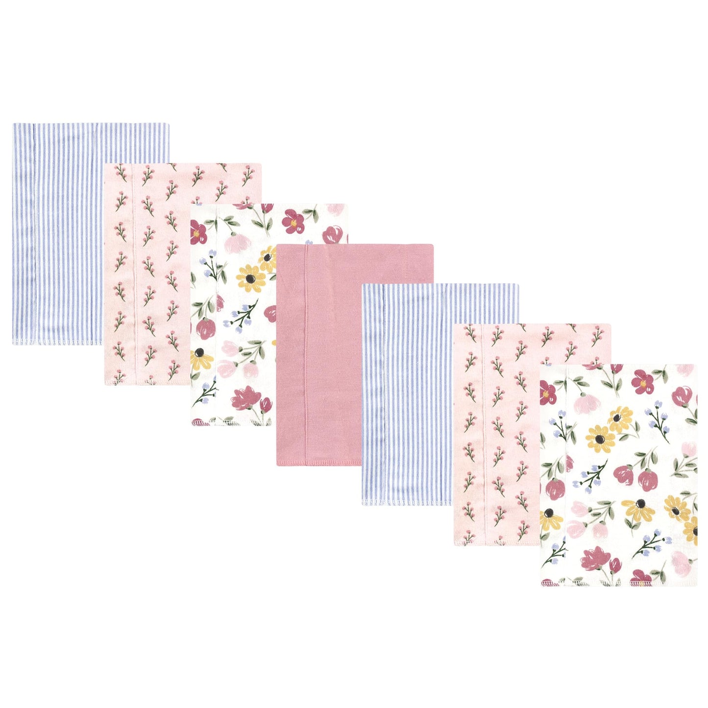 Hudson Baby Unisex Baby Cotton Flannel Burp Cloths, Soft Painted Floral 7 Pack, One Size