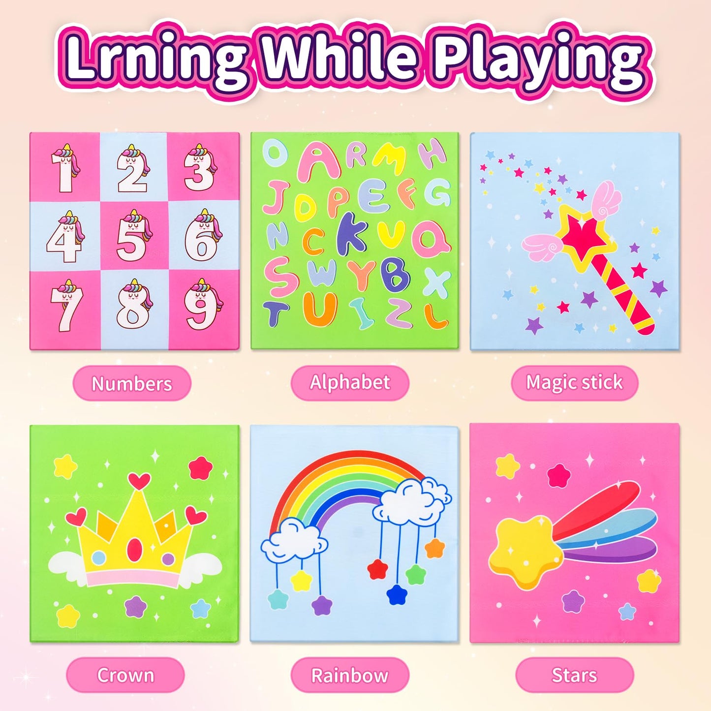 usrela Baby Toys 6 to 12 Months - Tissue Box Toy, Baby Toys for 6 12 18 Months, Unicorn Tissue Learning Toys with Alphabet Numbe