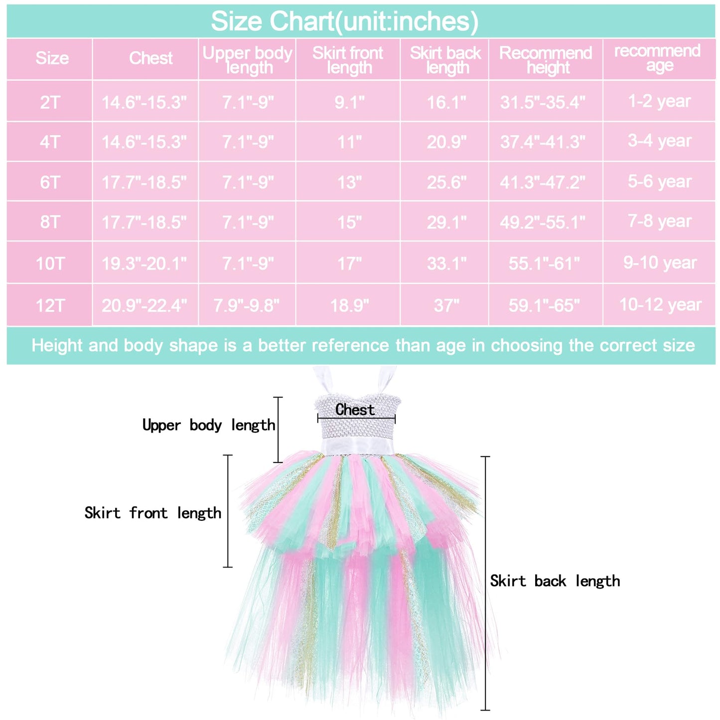 Rainbow Tutu Dress For Girls Tulle Dresses Unicorn Halloween Fairy Dress For Kids Toddler Little Girl Birthday Party Outfit Prom