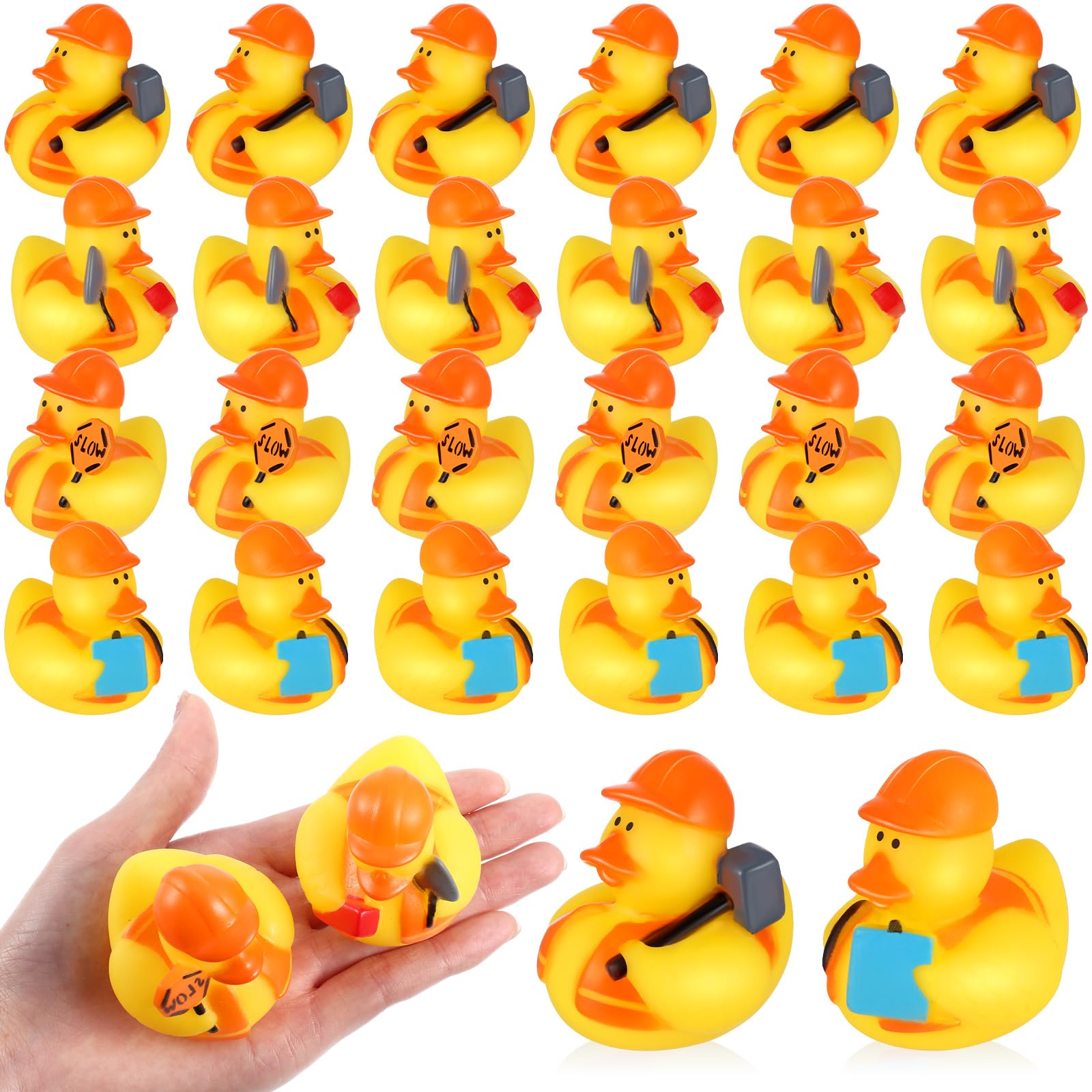 Deekin 12 Pcs Rubber Ducks Bulk 2 Inch Rubber Ducks Party Favor Decorations for Birthday Pool Party Occupation Cosplay (Construc