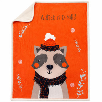 MOM CARE Fleece Winter Blanket for Newborn Baby Soft Warm Fluffy Cozy Double Layered Pack of 1 Orange for 02 Years