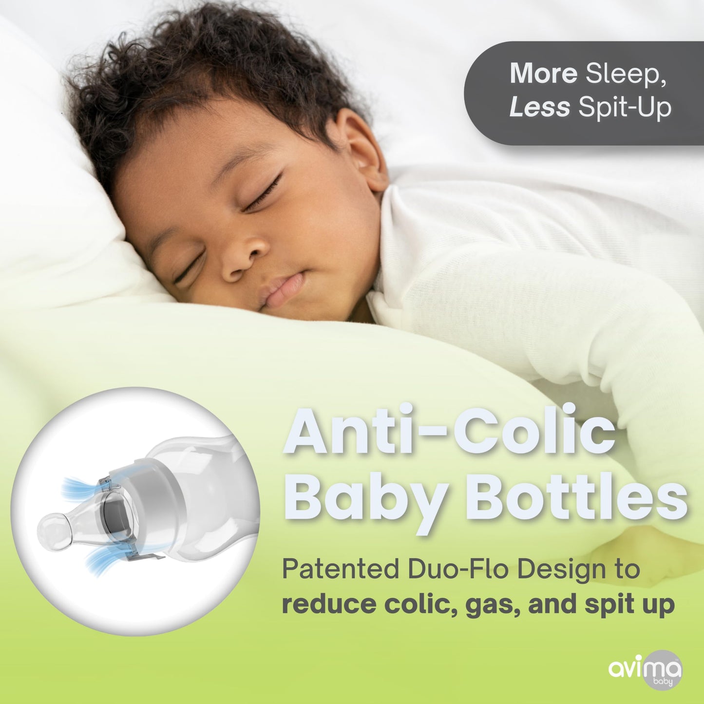 Avima 4 Oz Anti Colic Newborn Baby Bottles, Bpa Free, Standard Neck With Slow Flow Nipples (Set Of 8)