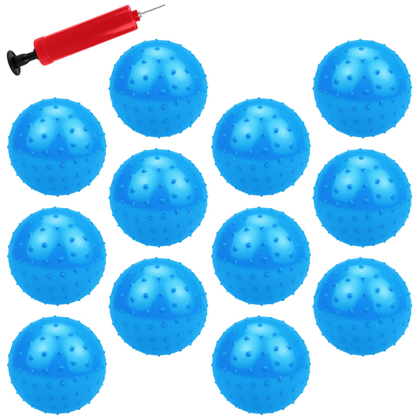 CZBRO 12PCS Bouncy Balls for Kids Toddlers, 7 Inch Sensory Balls Spiky Massage Stress Ball Bulk with Air Pump, Indoor Outdoor Sp