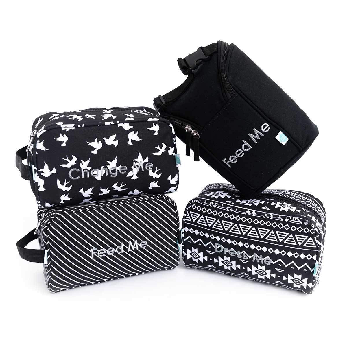 Easy Baby - Diaper, Bottle, And Supplies - Organizer Pouches - Change, Feed, And Dress Me (4 Pack Brooklyn) | Organizing Packing