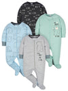 Gerber Baby Boys' 4 Pack Sleep 'N Play Footie, Bear, 3-6 Months