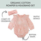 Honestbaby 2 Piece Bubble Romper & Headband Set,Girl,Sketchy Floral Dusty Pink,6-9 Months