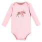 Hudson Baby Unisex Baby Cotton Long-Sleeve Bodysuits, Pink Moose Bear, 0-3 Months