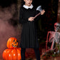 Girls Halloween Swing Black Peter Pan Collar Dress Aline Wednes Skater Party Outfit 4 Years