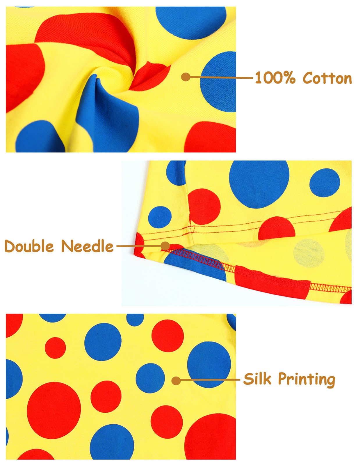 A&J Design Boys Clown Pajamas Girls Toddler Halloween Costume Kids Circus Pjs Color Dots 8 Years