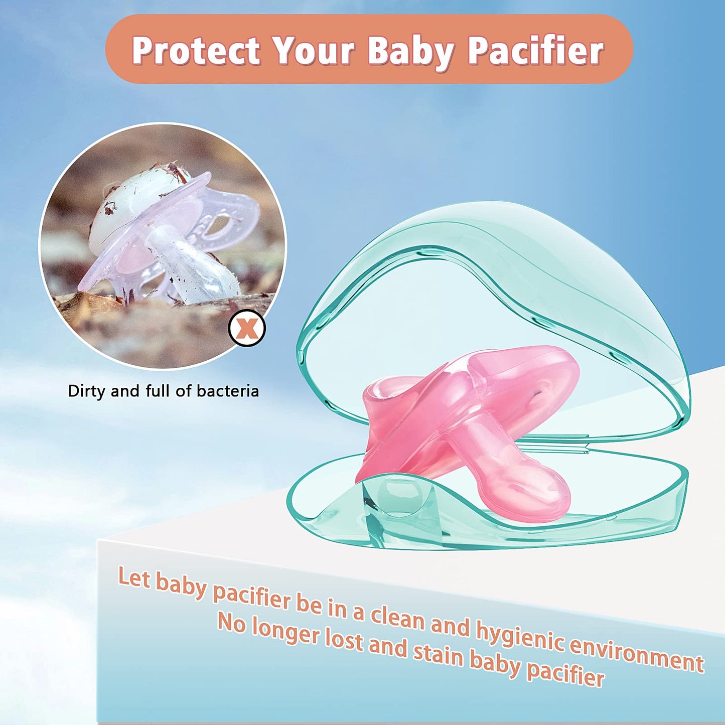 Smlpuame Pacifier Case,6 Pack Bpa Free Pacifier Holder Case,Transparent Container Box For Baby Binky(Not Included),Essential Pac