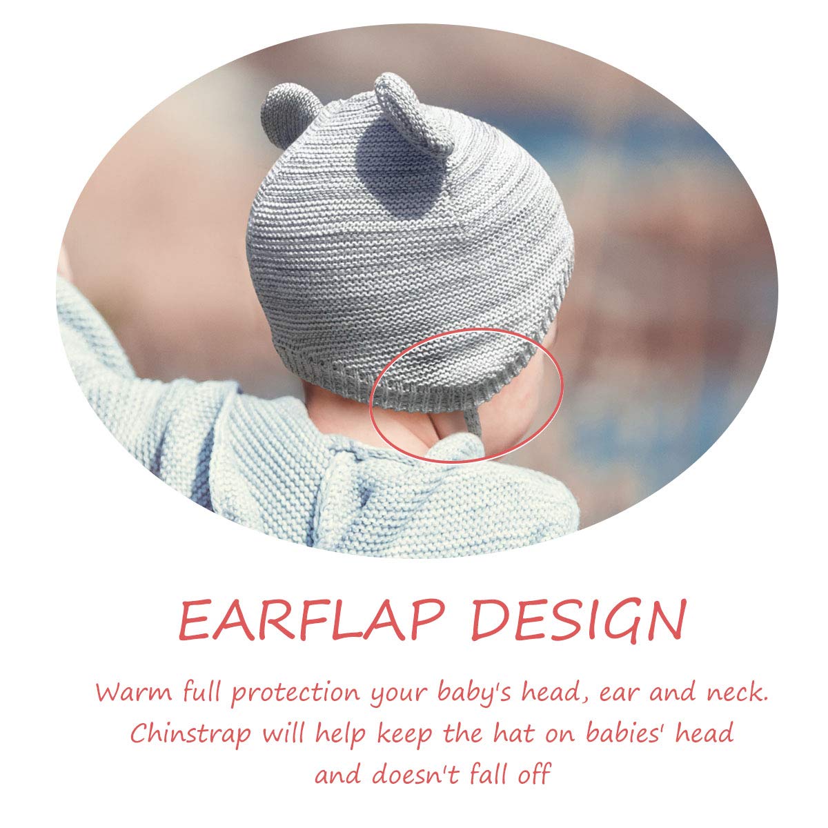 Somaler Baby Knitted Winter Hats Infant Newborn Toddler Autumn Cute Earflap Cotton Lined Beanie Hat For Boys Girls Light Pink