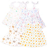 Kidbea Extra Soft Muslin Cotton Frock For Baby Girl | Rainbow, Tiger, Space And Mickey Chick Print For 3 To 6 Months | Packof 4
