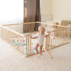 Ggf Wooden Baby Playpen -95 * 55 * 24 In, Large Wood Gate Playpen For Babies And Toddlers, Baby Fence Play Yard With Door For Ki