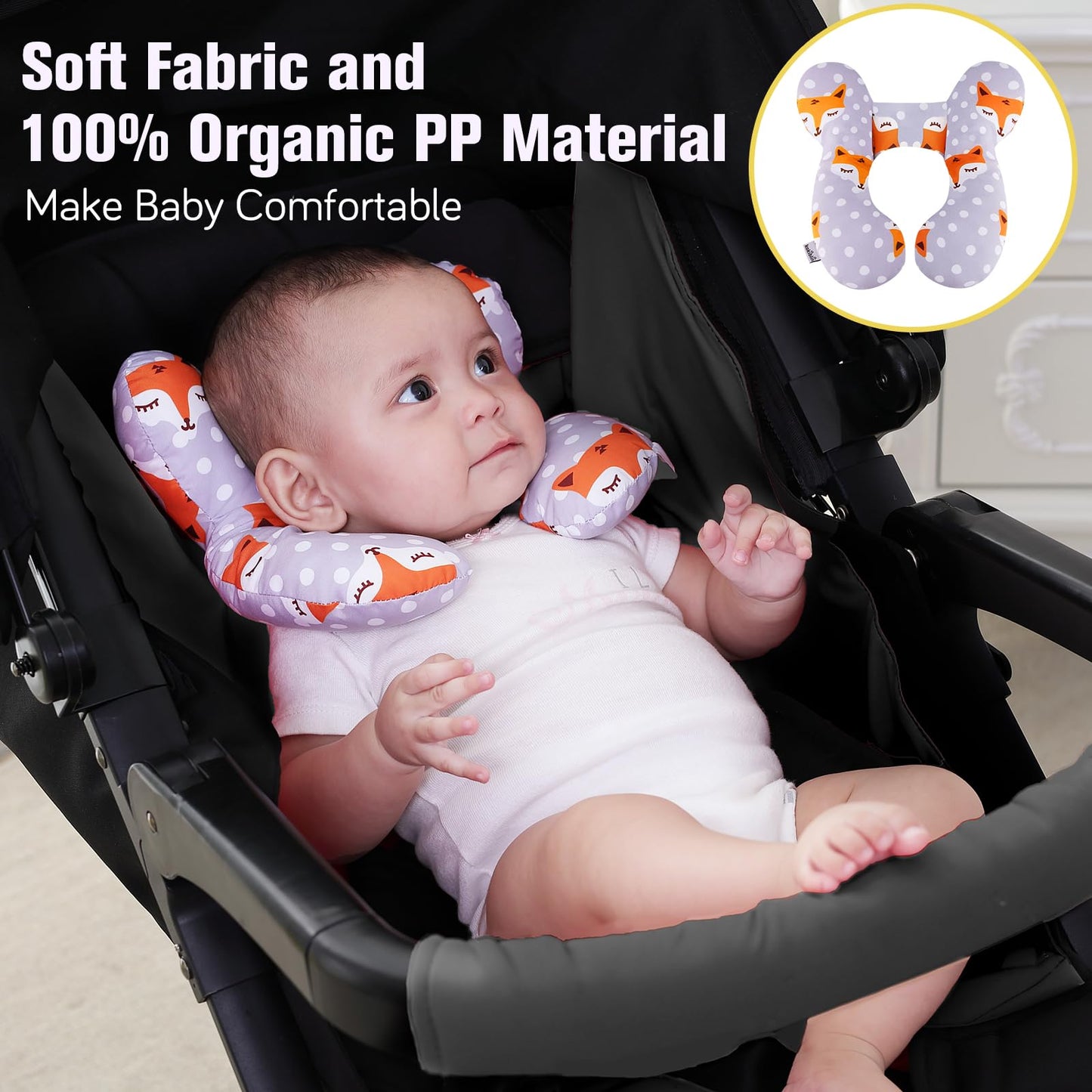 Kakiblin Baby Travel Pillow,Baby Neck Pillows For Car Seat,Upgraded Baby Head Pillow,Toddler Head And Neck Baby Support Pillow F