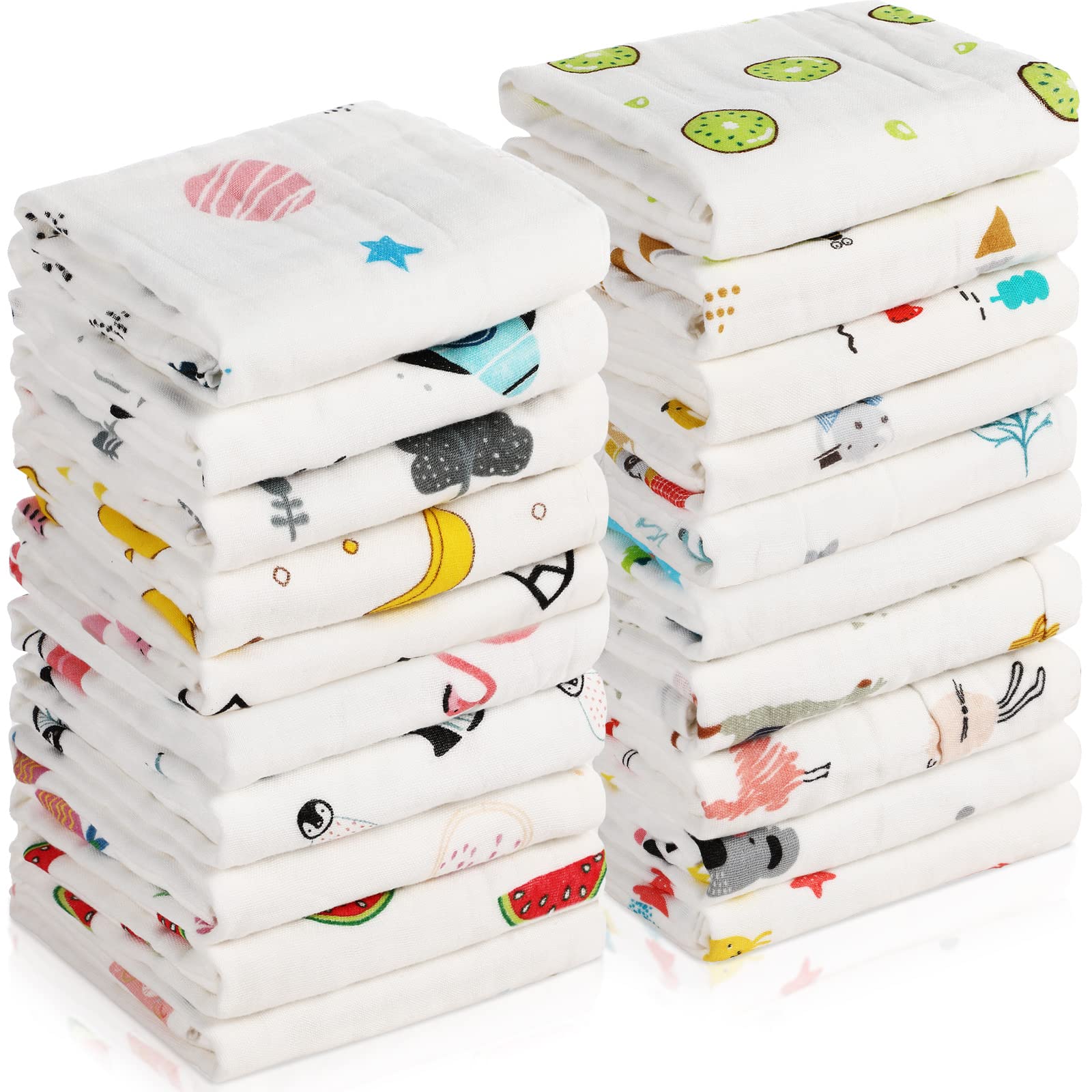 20 Pack Muslin Baby Burp Cloths Large 20 X 10 Inches Cotton Baby Burp Rags Towel And Washcloths Face Towels 6 Layers Super Absor