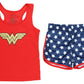 Intimo Little Girls Wonder Woman Sporty Mesh Pajama Set, Red, 4/5