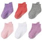 Qiyiendian 6 Pairs Non Slip Cozy Warm Ankle/Low Cut Socks With Grips For Baby Infant Toddler Kids Boys Girls(6-Multicolor A,3-5T