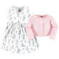 Hudson Baby Baby Girls Cotton And Cardigan Set Casual Dress, Bunny Floral, 5T Us