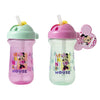 The First Years Disney Minnie Mouse Flip Top Straw Cups - Disney Toddler Cups with Name Tag Charm - 18 Months and Up - 10 Oz - 2