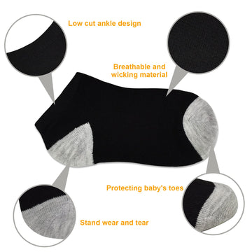 Sptramle Kids Ankle Socks, Baby Low Cut Socks For Toddlers Kids Boys Girls(1-2 Years Old), 25 Pairs Half Cushion No Show Socks S