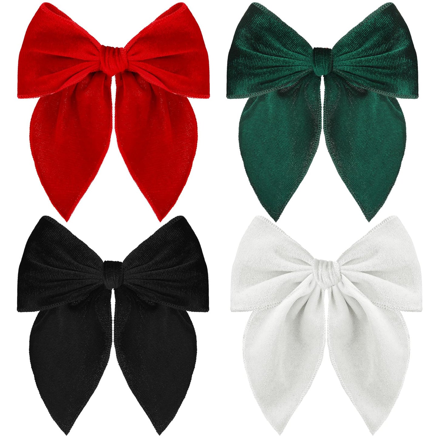 Christmas Hair Bows for Girls, 4 Pcs Velvet Bow Hair Clips, Fable Hair Accessories for Little Girls Toddler Kids (Medium, 5in)