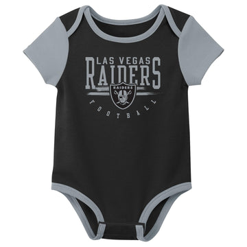 Outerstuff Nfl Newborn Baby And Infant Short Sleeve Bodysuit Variety 3-Pack - Las Vegas Raiders, 18M