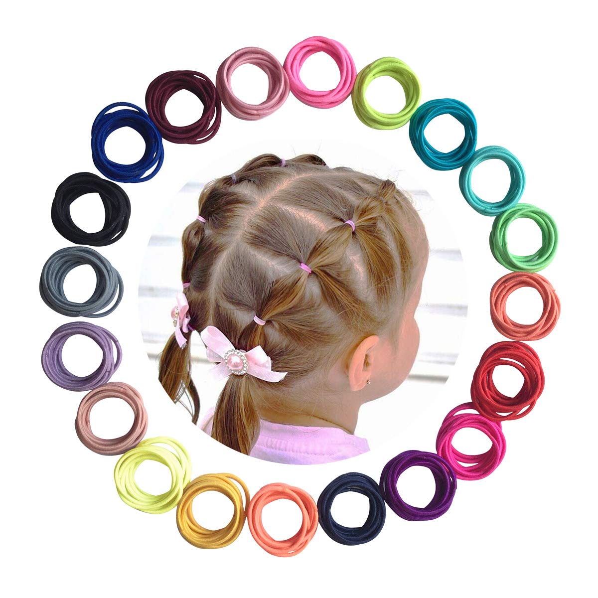 Baby Hair Ties For Girls - 200Pcs Small 1' Elastic Toddler Hair Ties Ponytail Holders Hair Ties For Baby Girls Infants Kids Hai